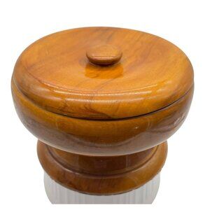 Vintage Hand-Turned Gum Wood Lidded Bowl 6"H X 8"W